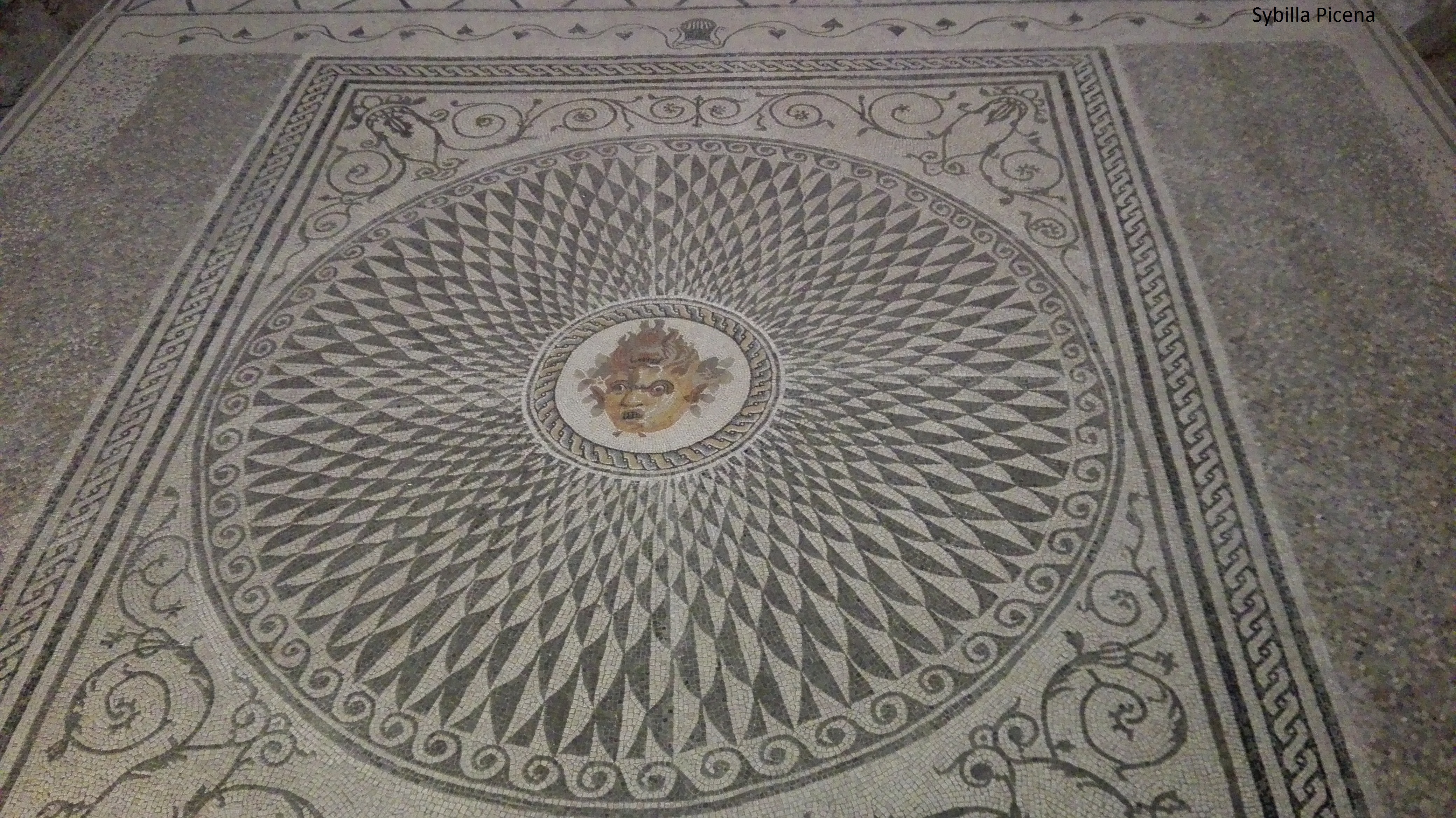 Pavimentazione musiva con testa bifronte